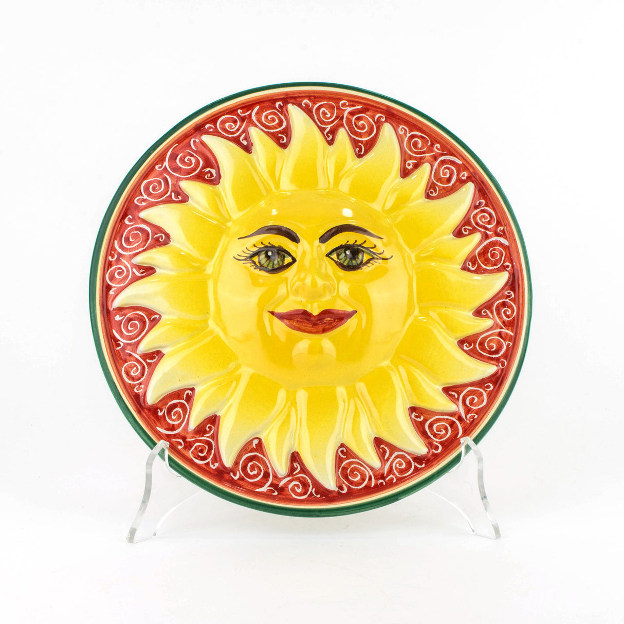 Ceramic Sun, Set of 3 Hand Decorated Wall Hanging. Caltagirone Ceramics Made in Italy 