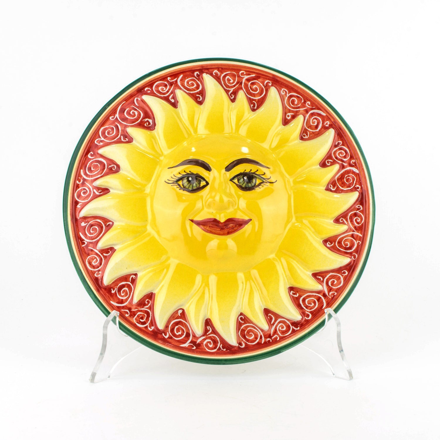 Sole medaglione in Ceramica da appendere fatto a mano Made in Italy