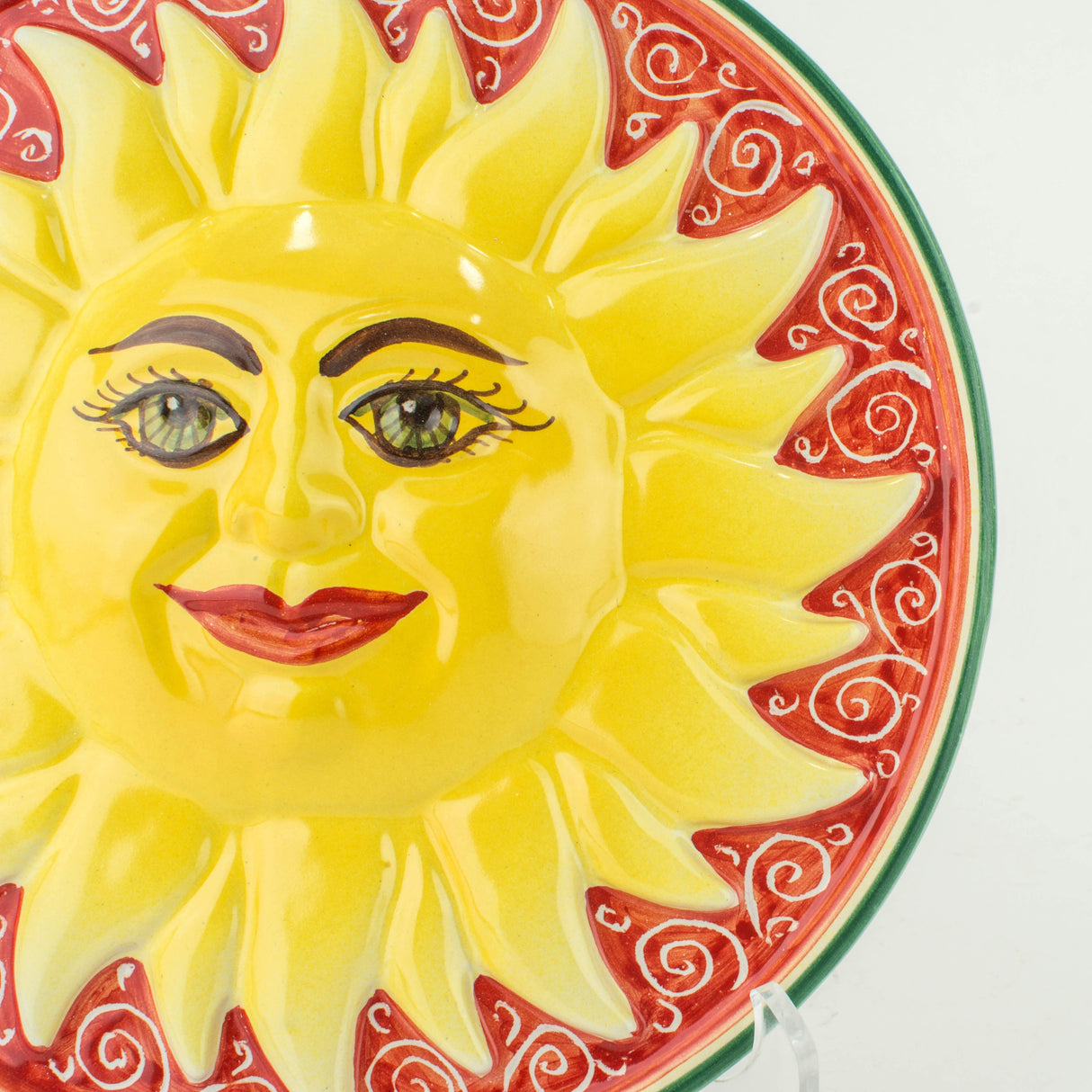 Ceramic Sun, Set of 3 Hand Decorated Wall Hanging. Caltagirone Ceramics Made in Italy 