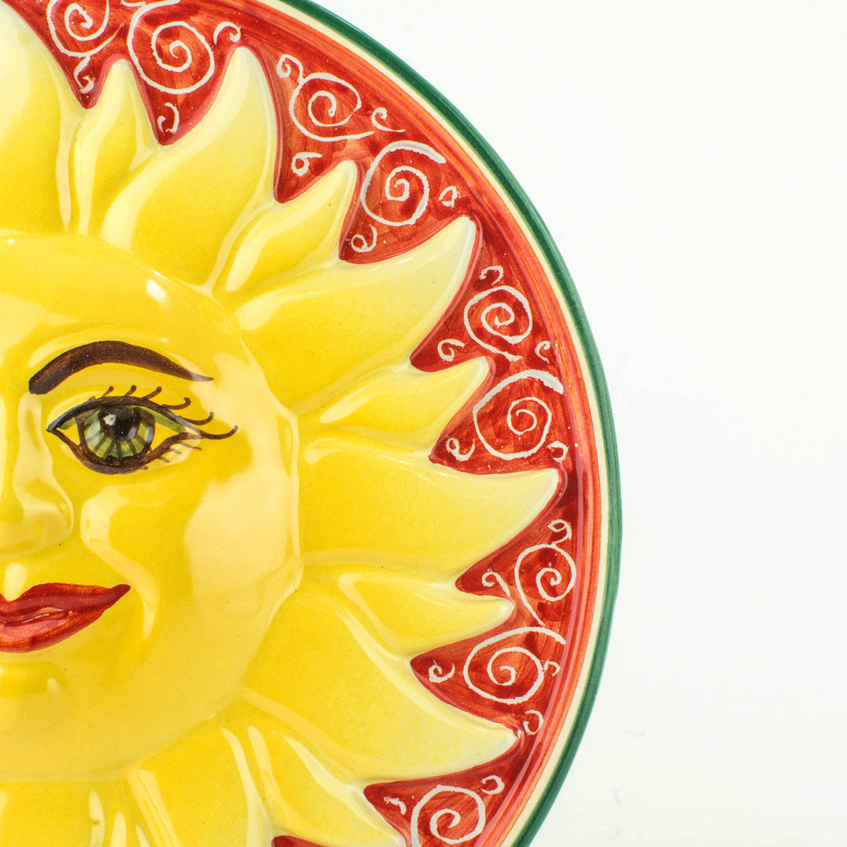 Ceramic Sun, Set of 3 Hand Decorated Wall Hanging. Caltagirone Ceramics Made in Italy 