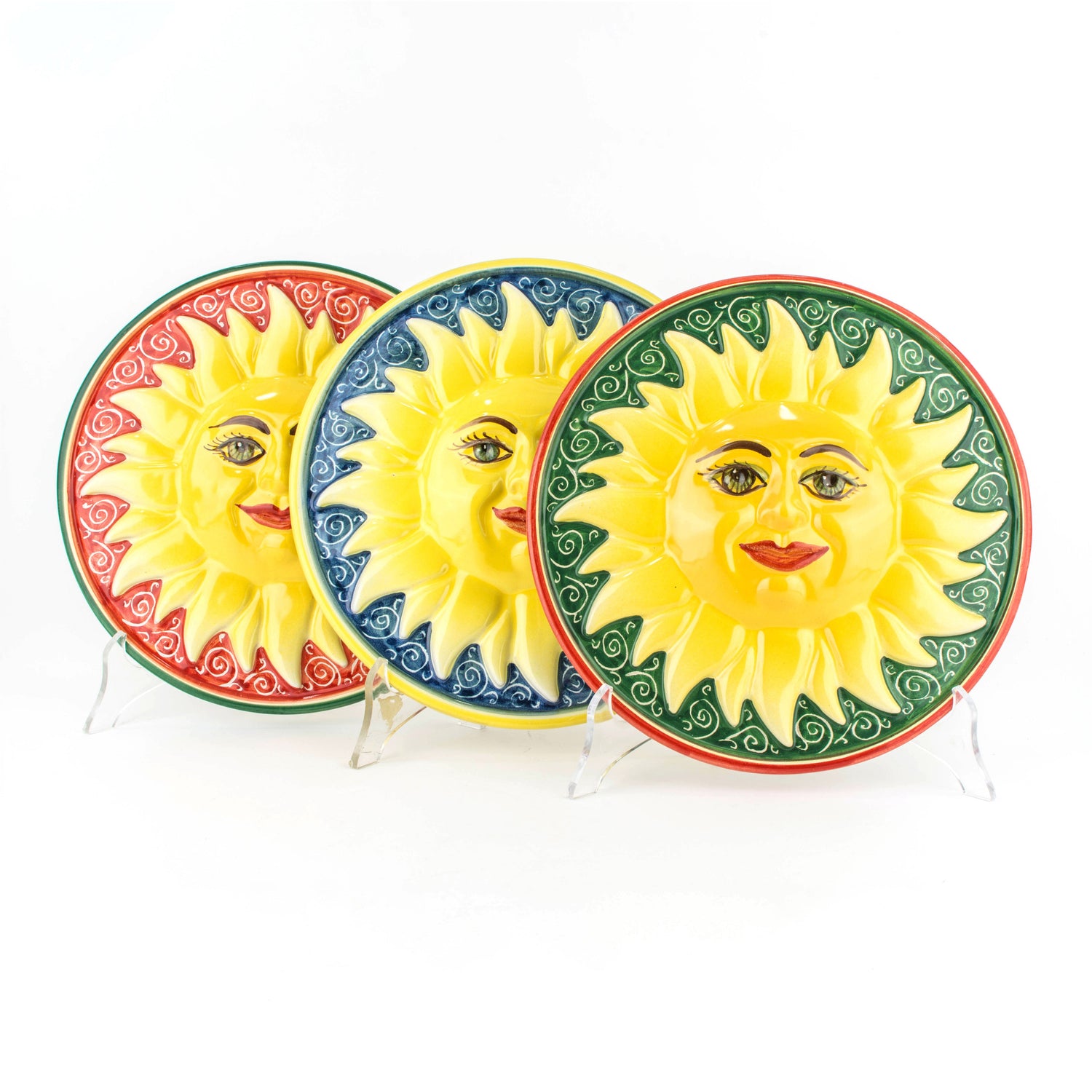 Sole medaglione in Ceramica da appendere fatto a mano Made in Italy