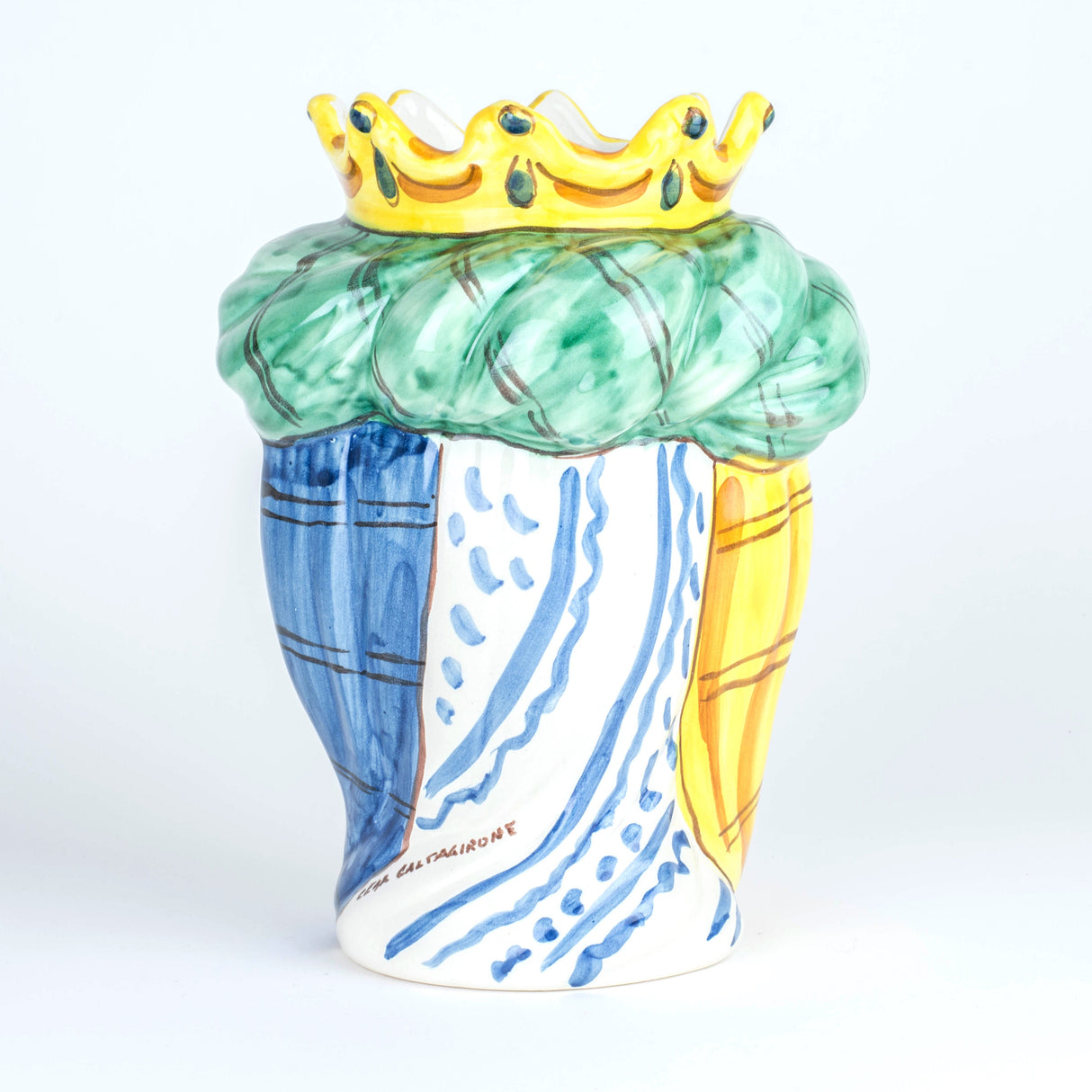 Traditional Moor's Head in Caltagirone Ceramic Handmade White Face