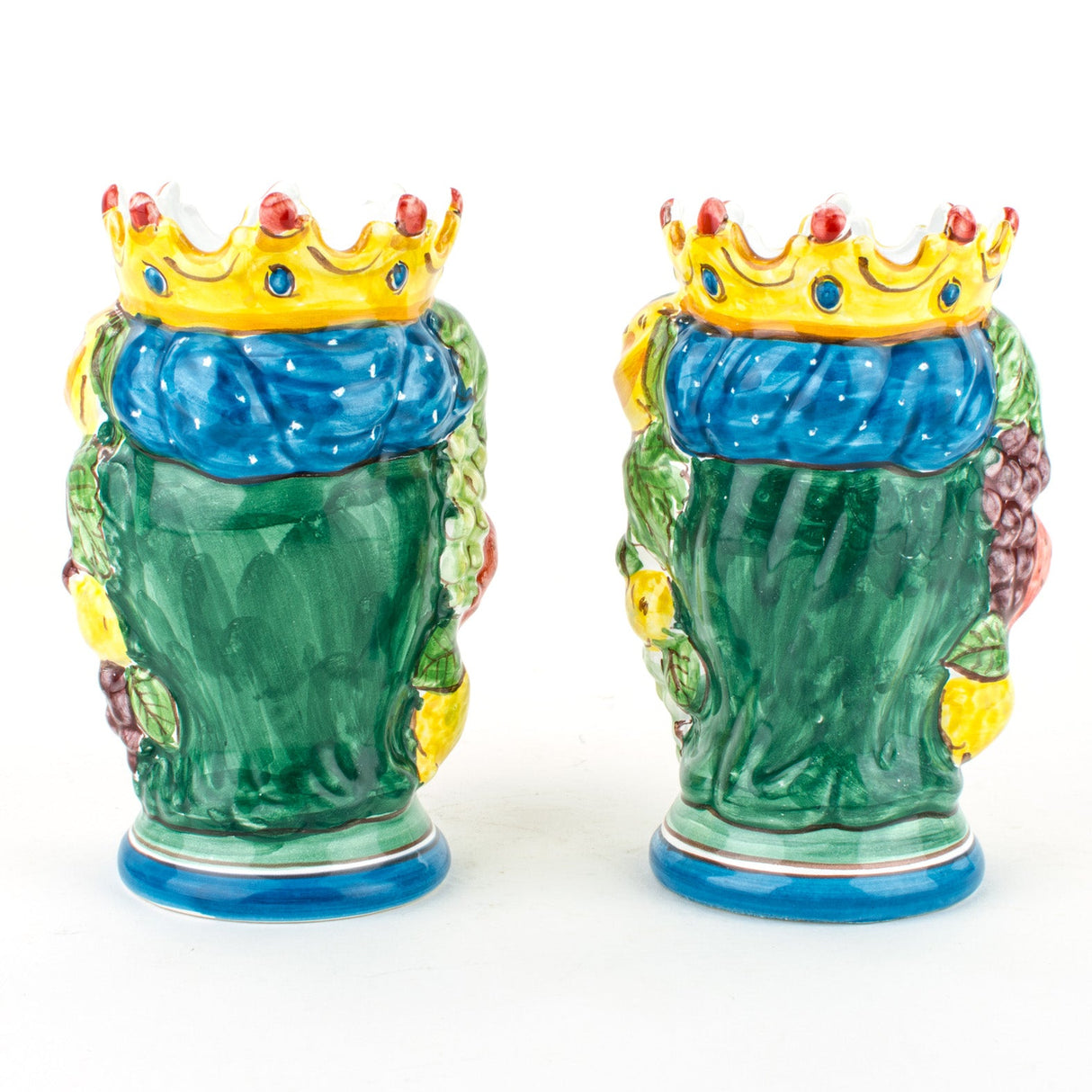 Moor's Heads H cm 14 in Caltagirone Ceramic, Pair of Moor's Heads Handmade
