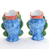 Pair of Moor's Heads H cm 20 Sicilian Cart Handmade, Caltagirone (Blue)